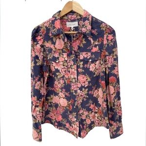DEAR JOHN pearl snap floral corduroy, long sleeve top